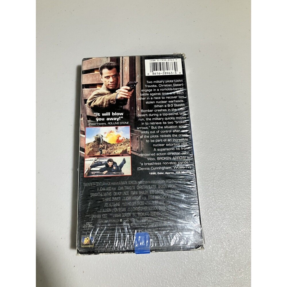 Broken Arrow VHS Tape1996 Action/Adventure John Travolta Christian Slater Tested - Picture 2 of 5